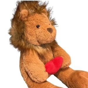 Plush Lion Toy with Red Heart